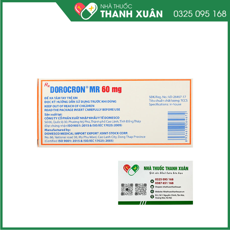 Dorocron MR 60mg điều trị đái tháo đường typ 2
